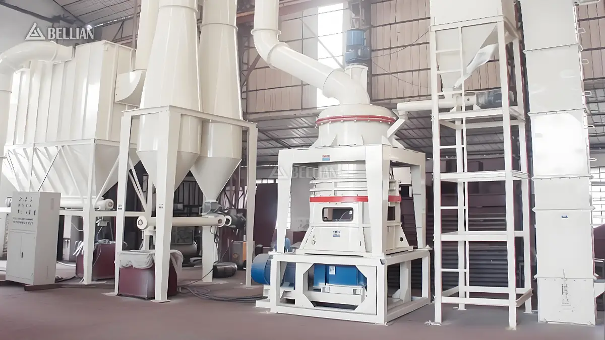 Turkey 5t/h HGM100 limestone ultrafine grinding production line full plant layout, daily output 80 tons under 16h two-shift operation