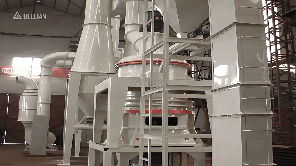 Whole workshop assembly layout of Turkey HGM100 5t/h limestone grinding production line