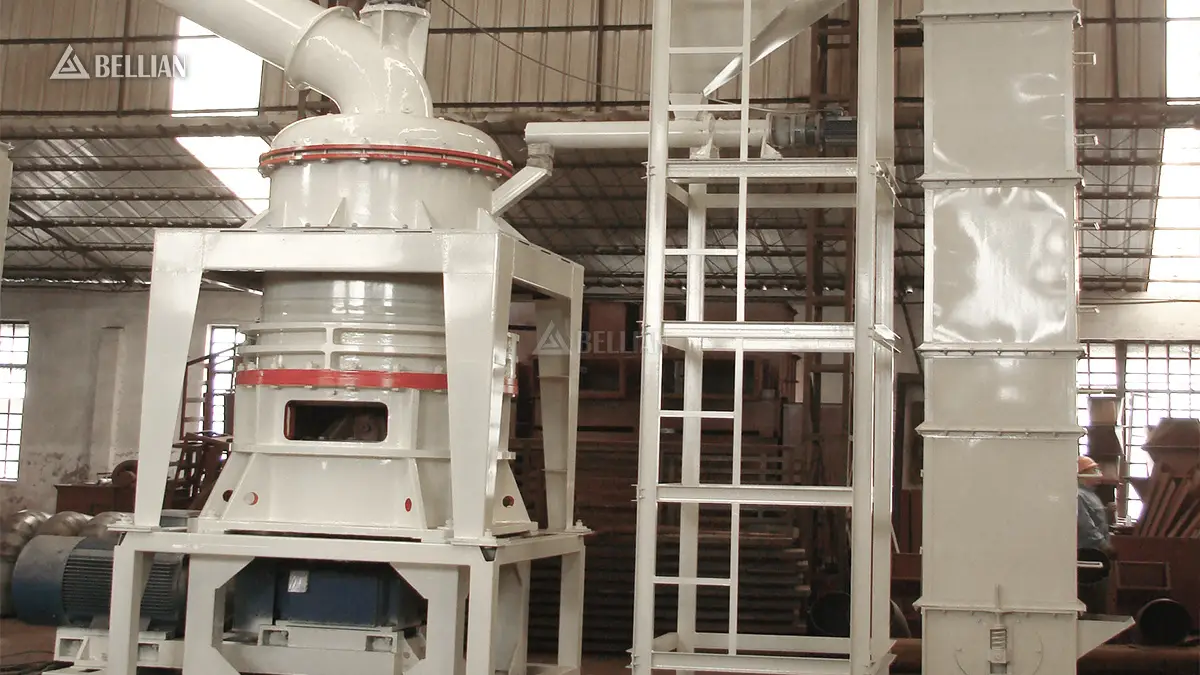 Close-up of HGM100 three-ring ultrafine grinding main machine for Turkey limestone powder plant